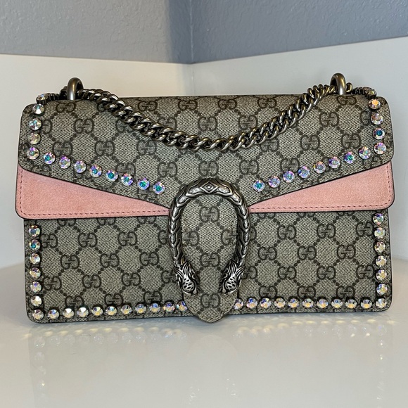 🎀 GUCCI DIONYSUS GG SUPREME CRYSTAL SHOULDER BAG - Picture 16 of 17
